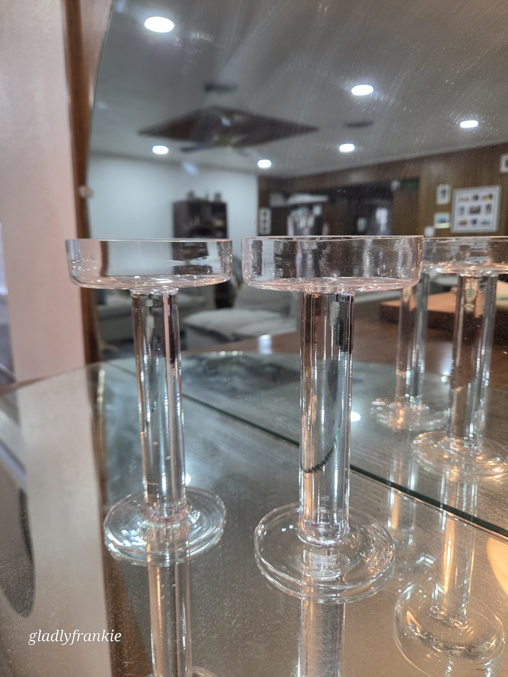 Clear Glass Candle Holders - Set of 2